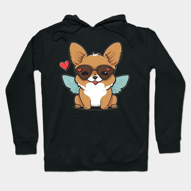 kawaii cute happy dog with butterfly wings Hoodie by styleandlife